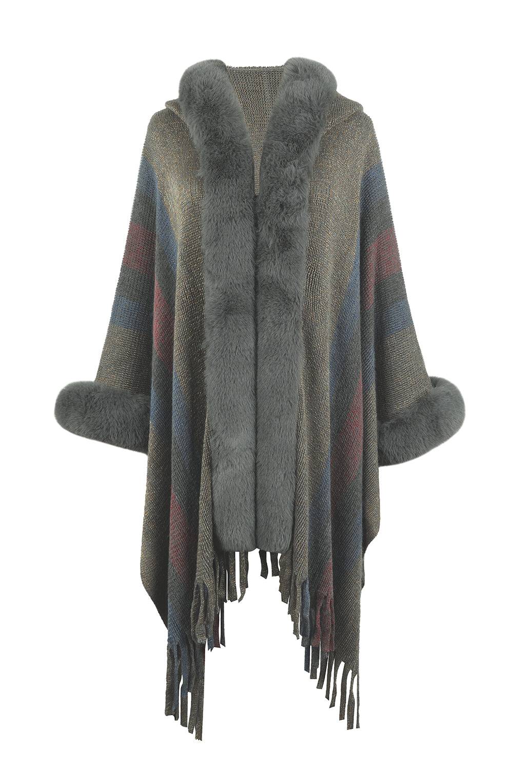 Color Block Fringe Detail Poncho 4 Color Styles to Choose! - OCEANE