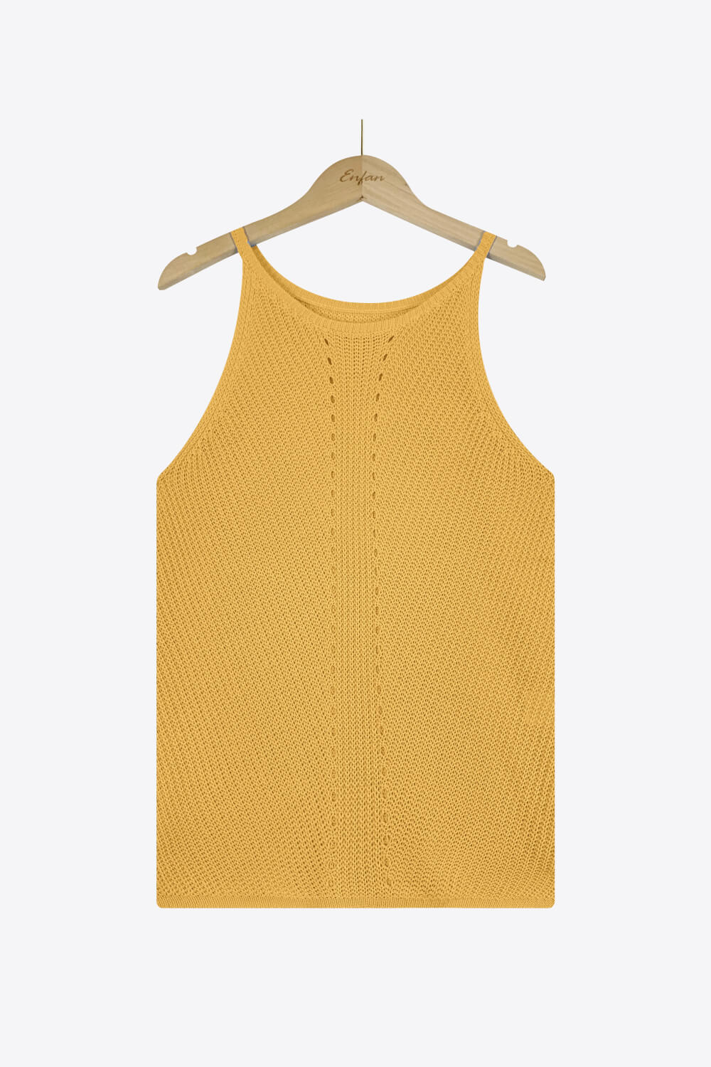 Openwork Grecian Neck Knit Tank Top - OCEANE