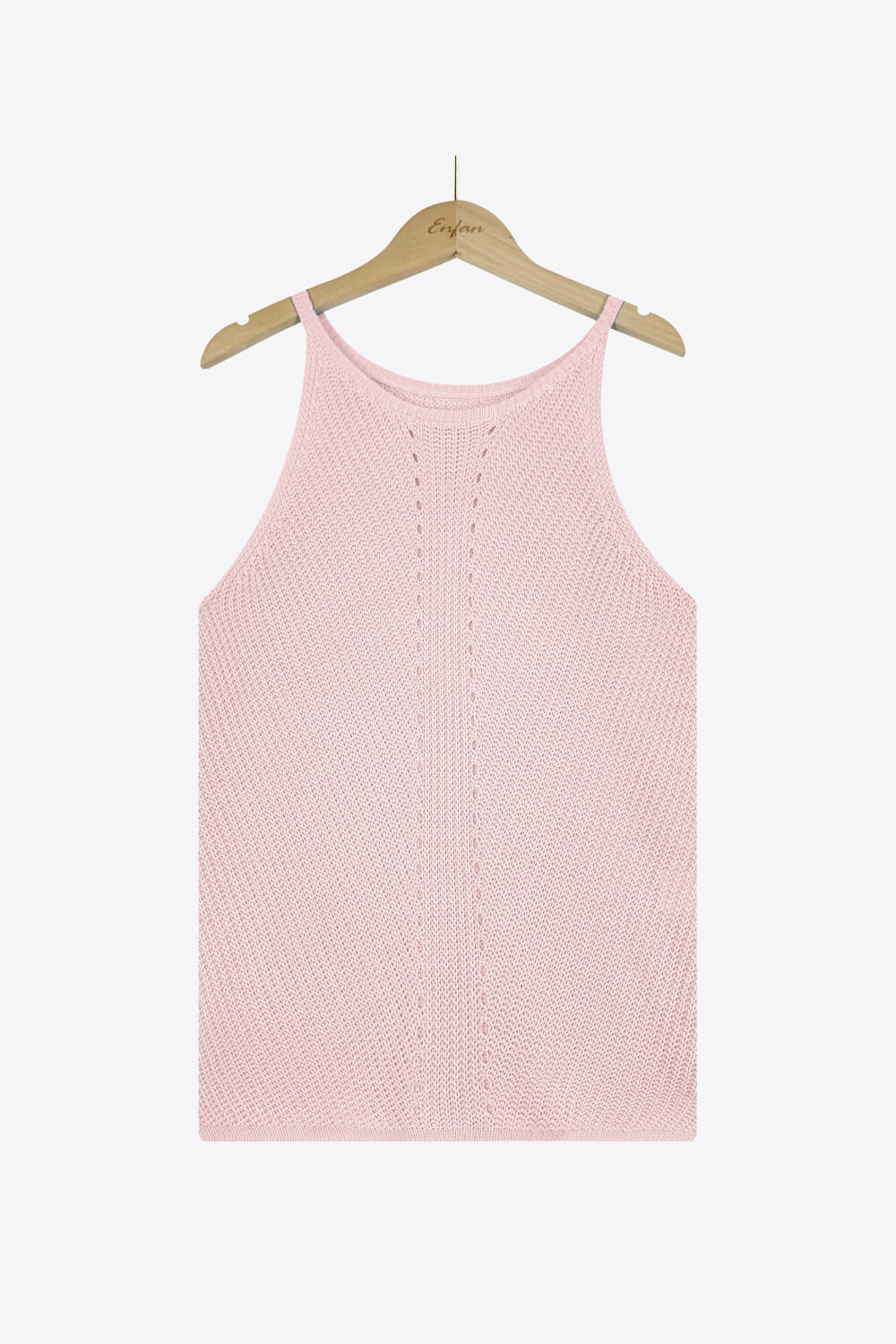 Openwork Grecian Neck Knit Tank Top - OCEANE