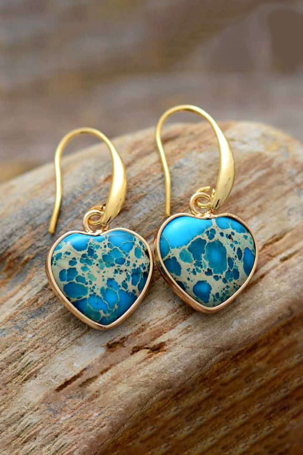 Imperial Jasper Heart Earrings - OCEANE