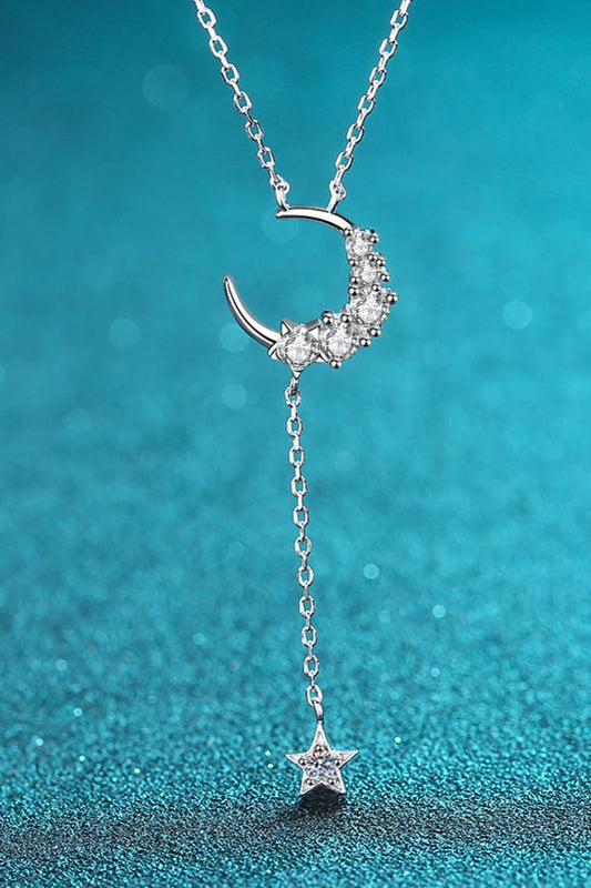 Star & Moon Moissanite Necklace - OCEANE