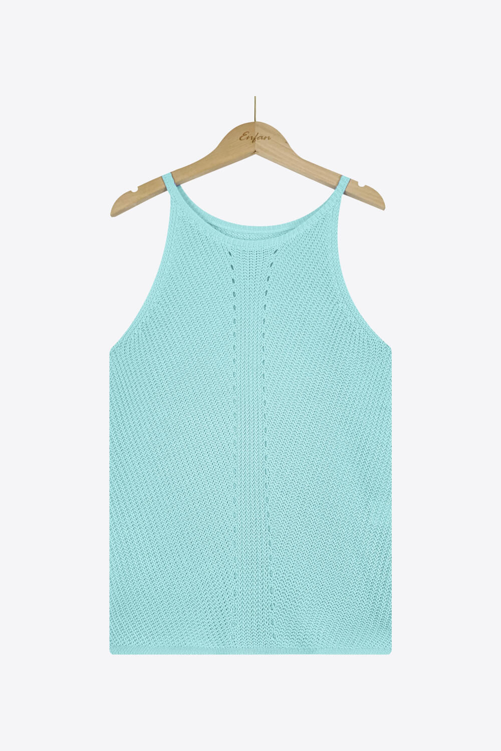 Openwork Grecian Neck Knit Tank Top - OCEANE