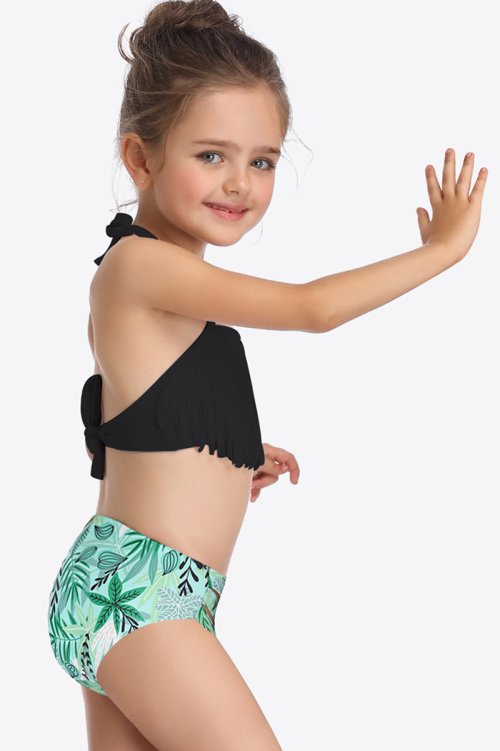 Printed Halter Neck Fringed Two-Piece Swim Set 4T, 5T, 6, 7, 8, 9 - OCEANE