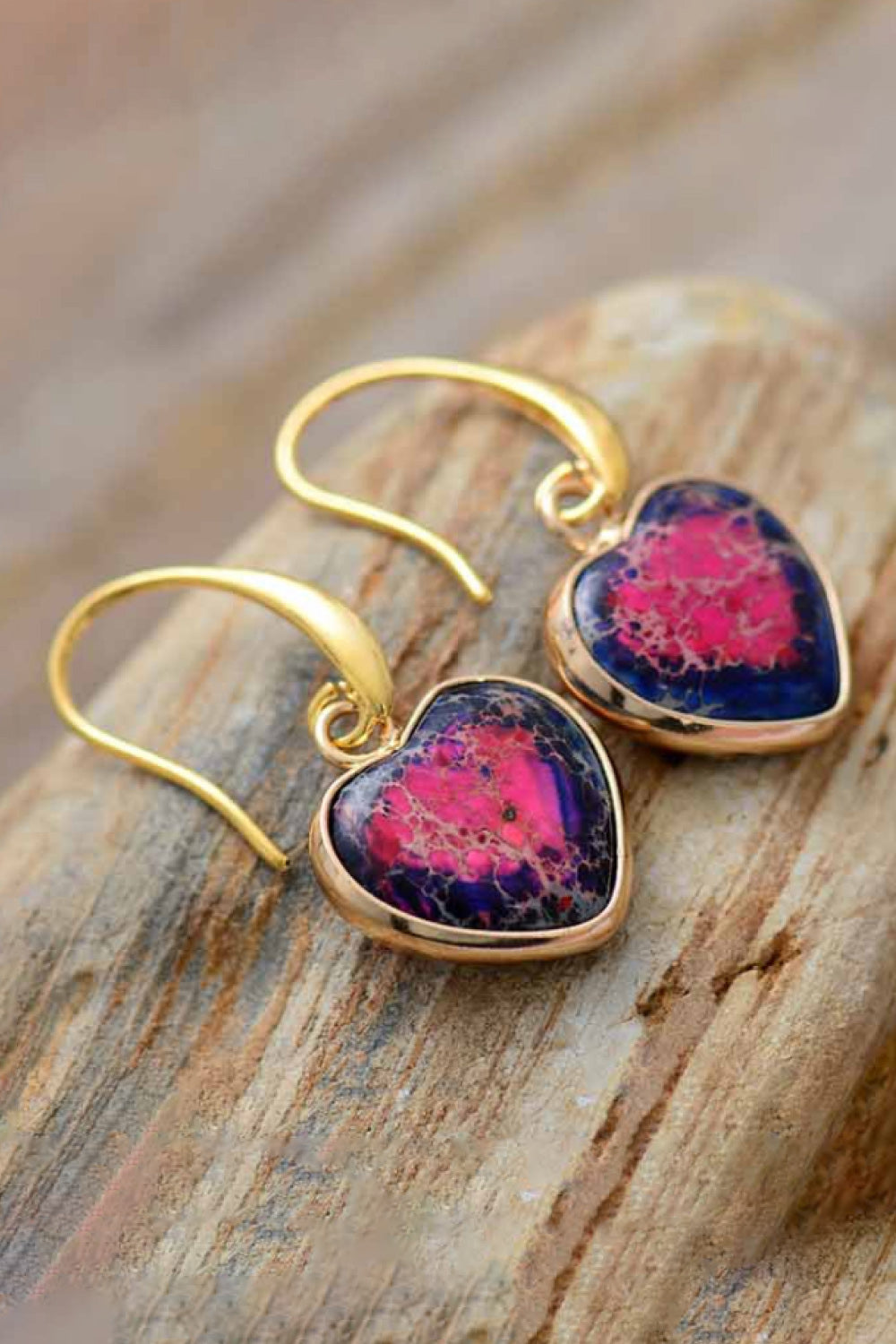 Imperial Jasper Heart Earrings - OCEANE