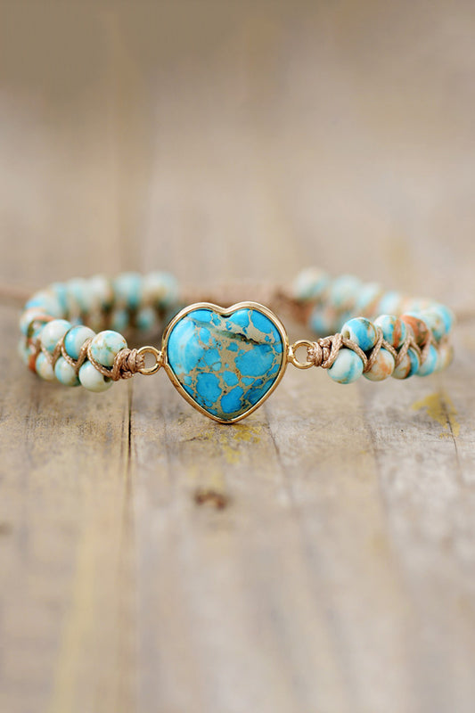 Handmade Heart Shape Natural Stone Bracelet - OCEANE