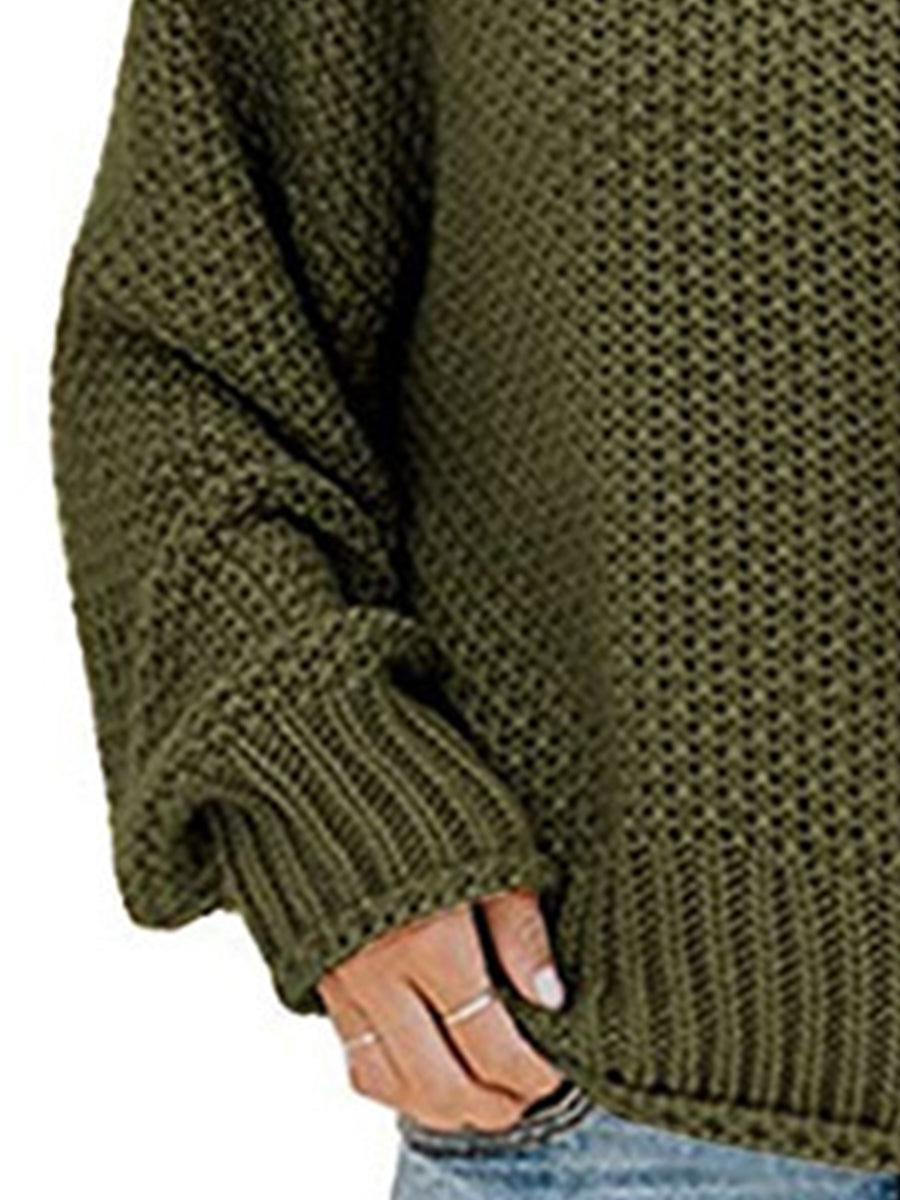 Turtleneck Dropped Shoulder Sweater - OCEANE