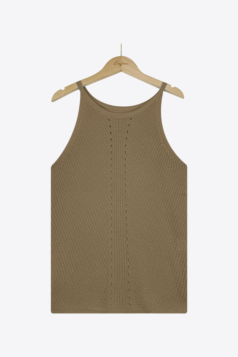 Openwork Grecian Neck Knit Tank Top - OCEANE