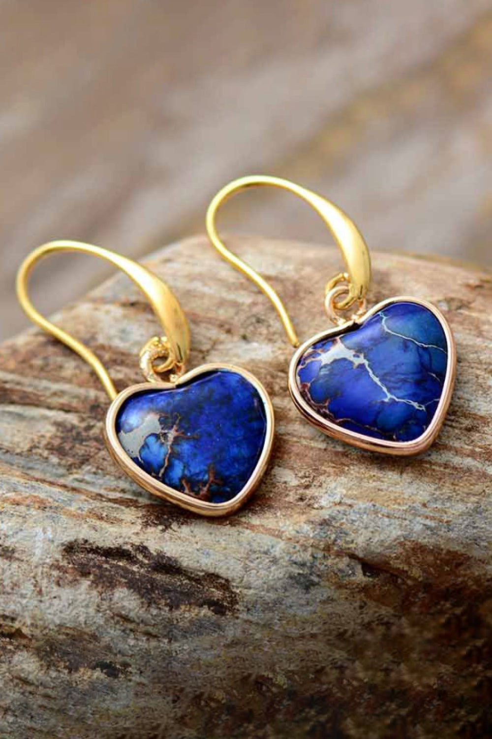 Imperial Jasper Heart Earrings - OCEANE