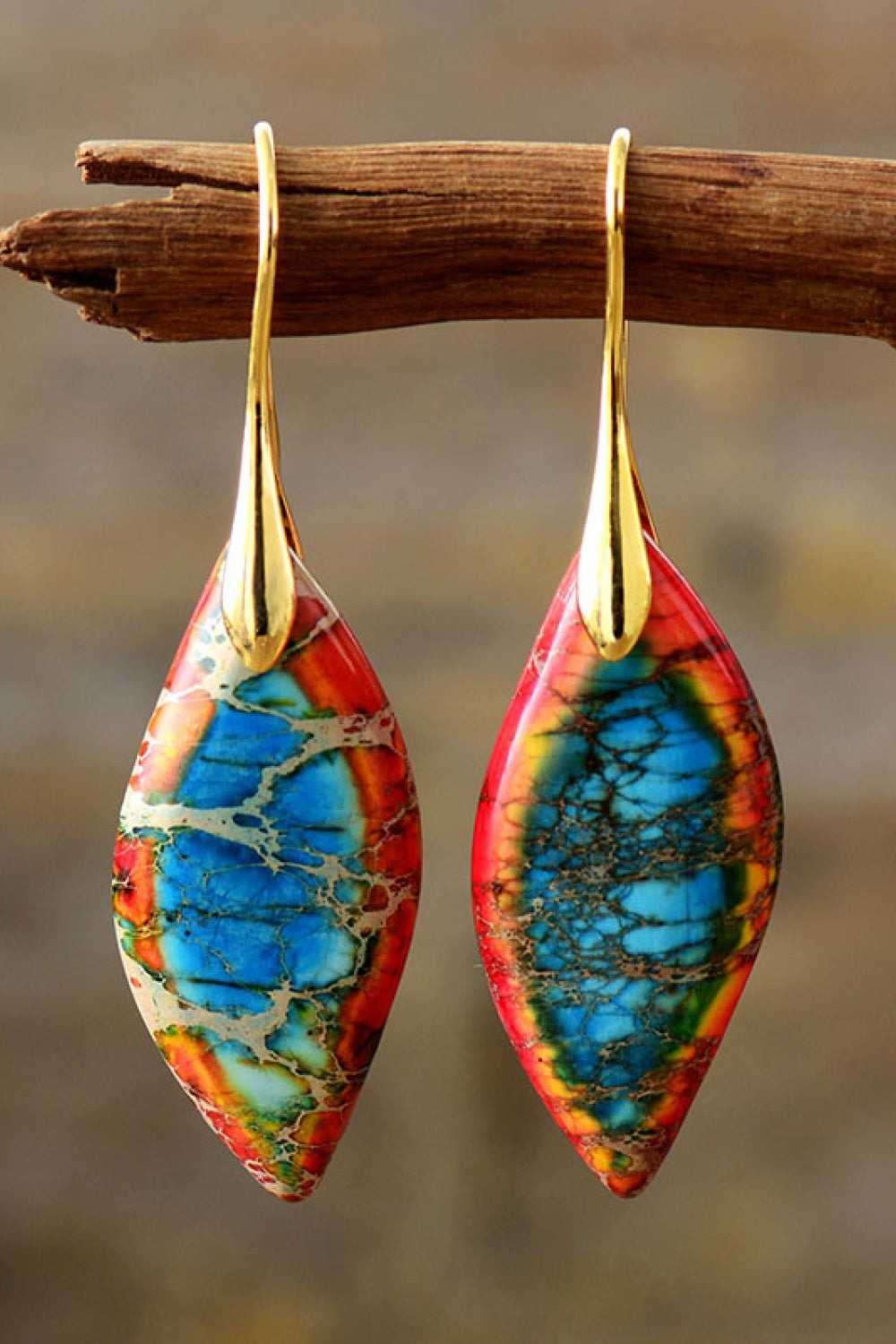 Handmade Natural Stone Dangle Earrings - OCEANE