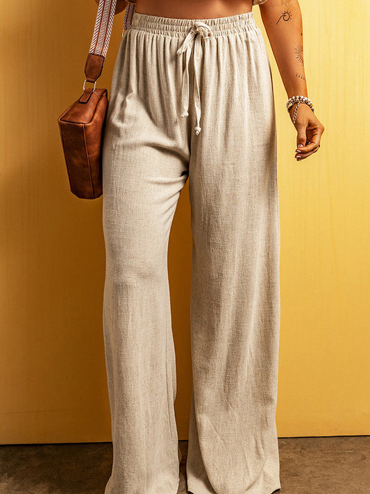 Drawstring Wide Leg Pants - OCEANE