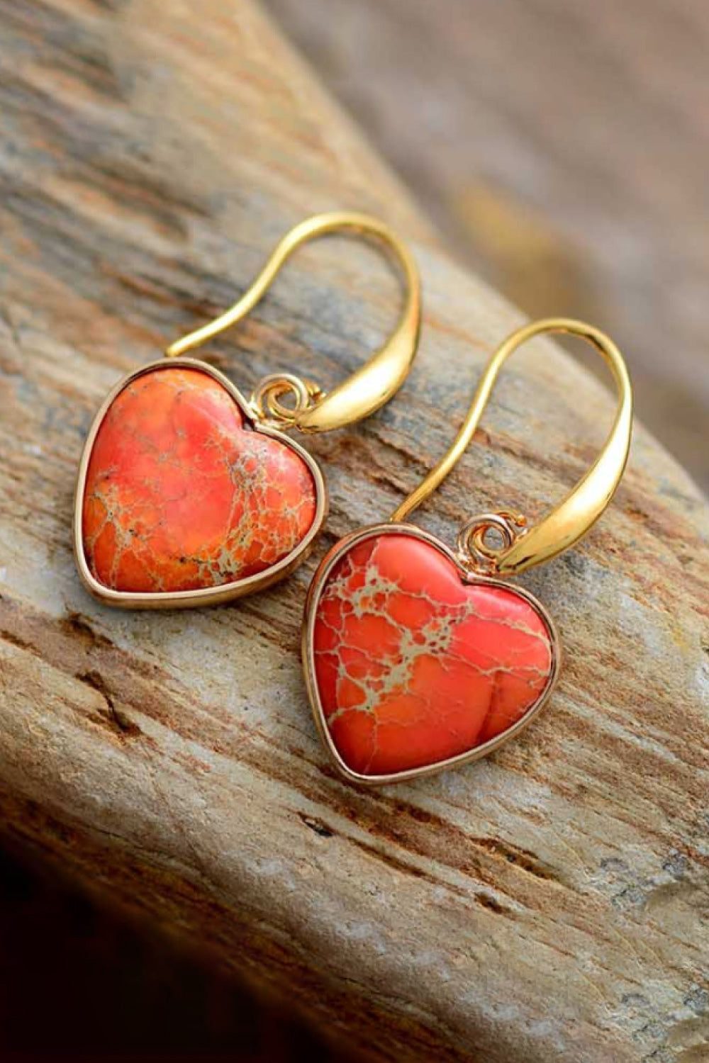 Imperial Jasper Heart Earrings - OCEANE