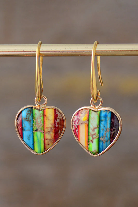 Imperial Jasper Heart Earrings - OCEANE