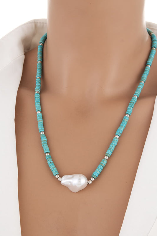 Turquoise & Pearl Necklace - OCEANE