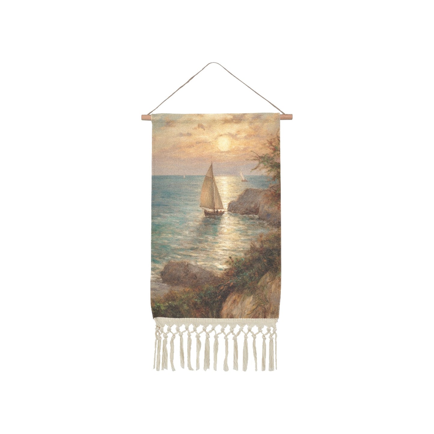 WALL ART SAILBOAT PAINTING LINEN HANGING HOME DECOR by OCEANE - OCEANE