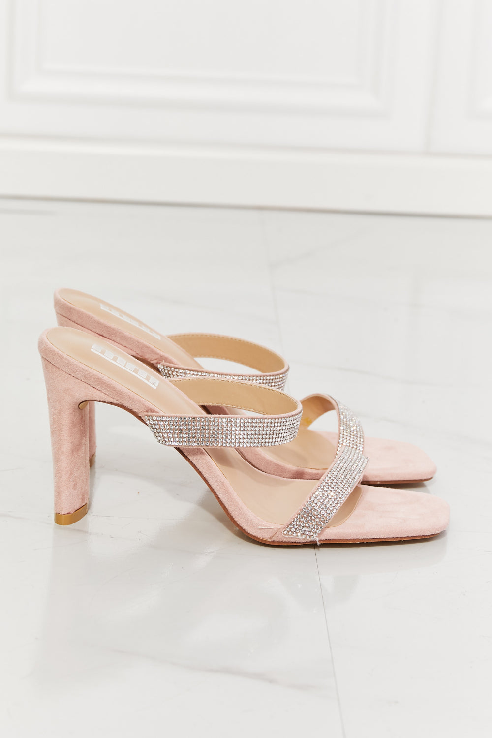 MMShoes Leave A Little Sparkle Rhinestone Block Heel Sandal in Pink - OCEANE