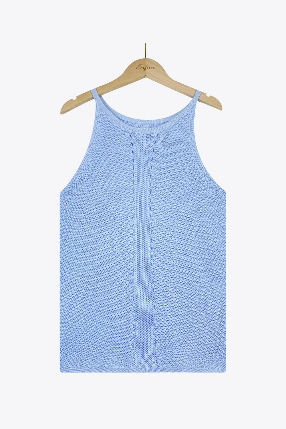 Openwork Grecian Neck Knit Tank Top - OCEANE