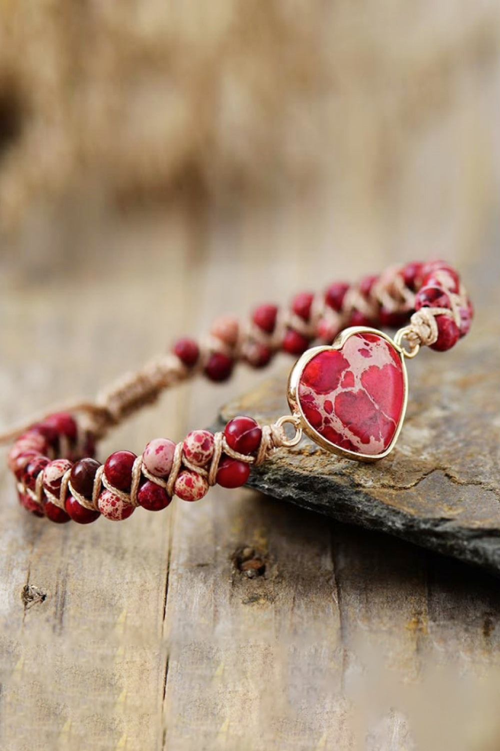 Handmade Heart Shape Natural Stone Bracelet - OCEANE