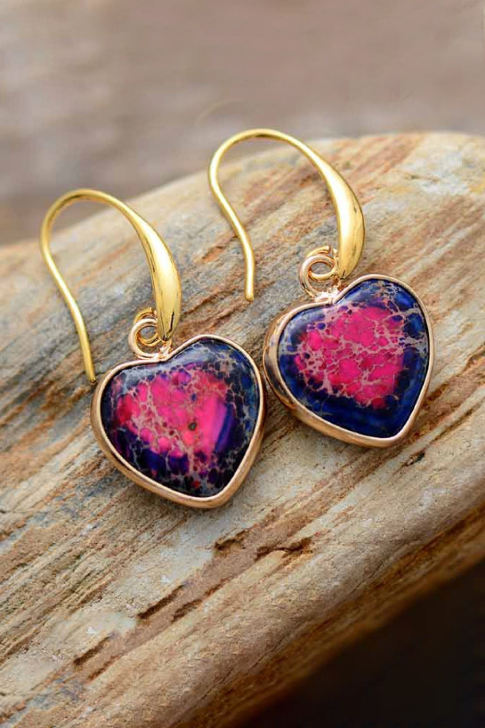 Imperial Jasper Heart Earrings - OCEANE