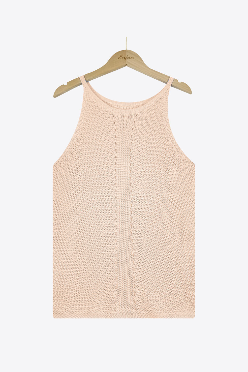 Openwork Grecian Neck Knit Tank Top - OCEANE