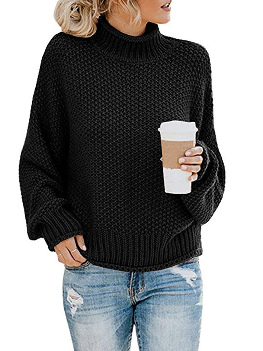 Turtleneck Dropped Shoulder Sweater - OCEANE