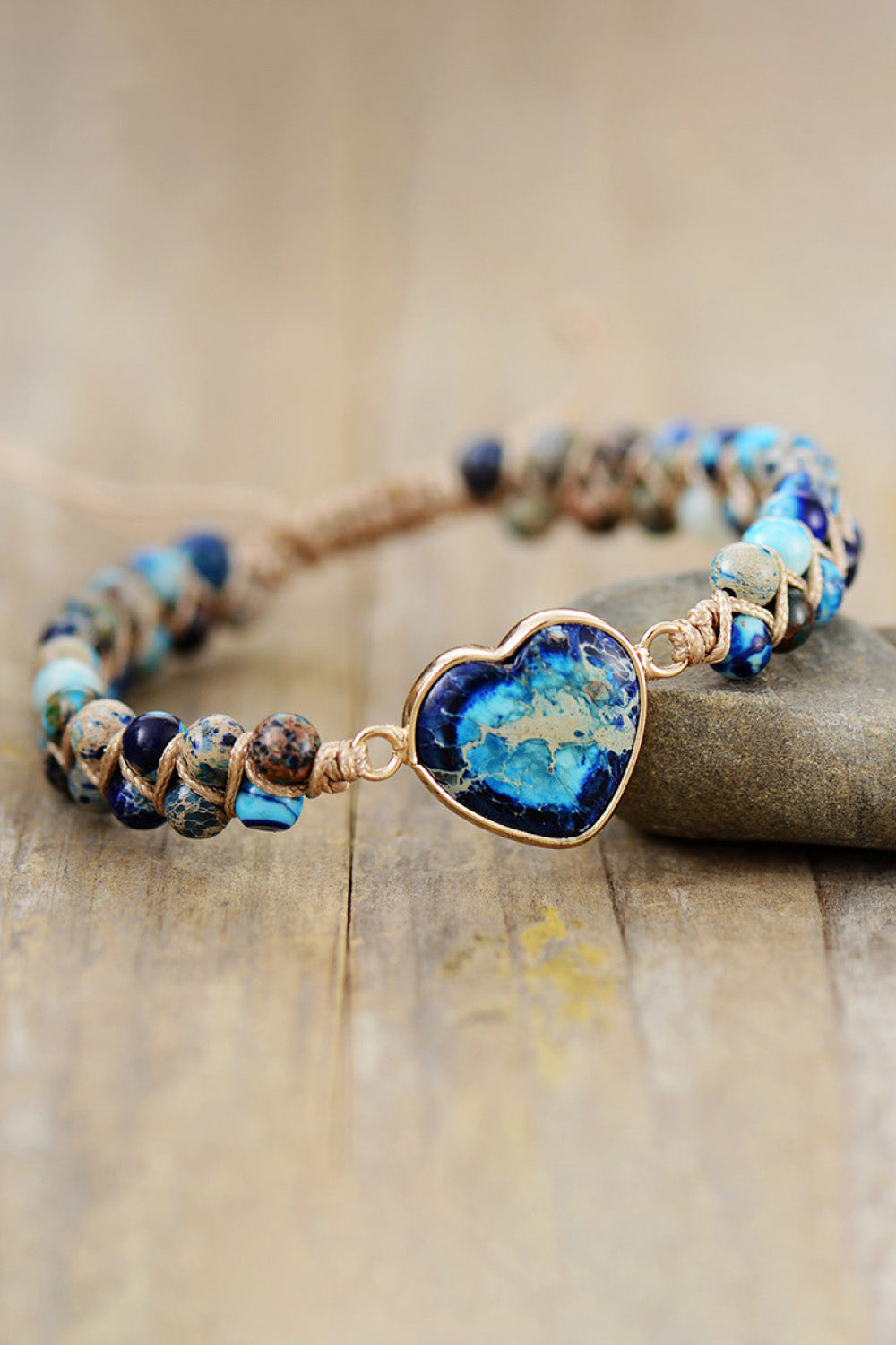 Handmade Heart Shape Natural Stone Bracelet - OCEANE