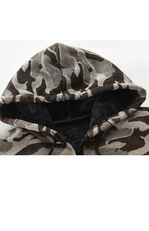 Men's Hooded Sweater Cardigan Camo Hooded Athleisure Sweater