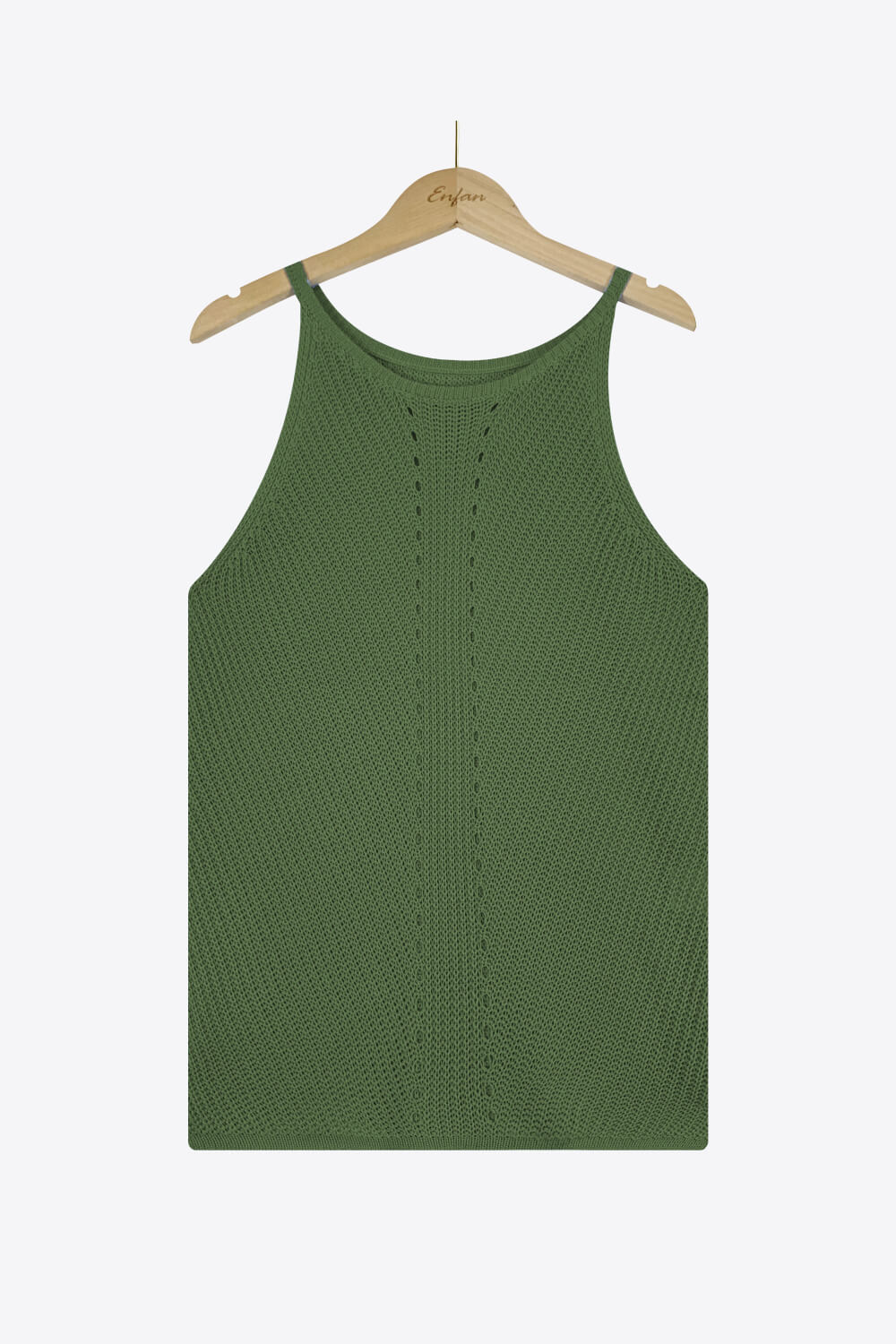 Openwork Grecian Neck Knit Tank Top - OCEANE