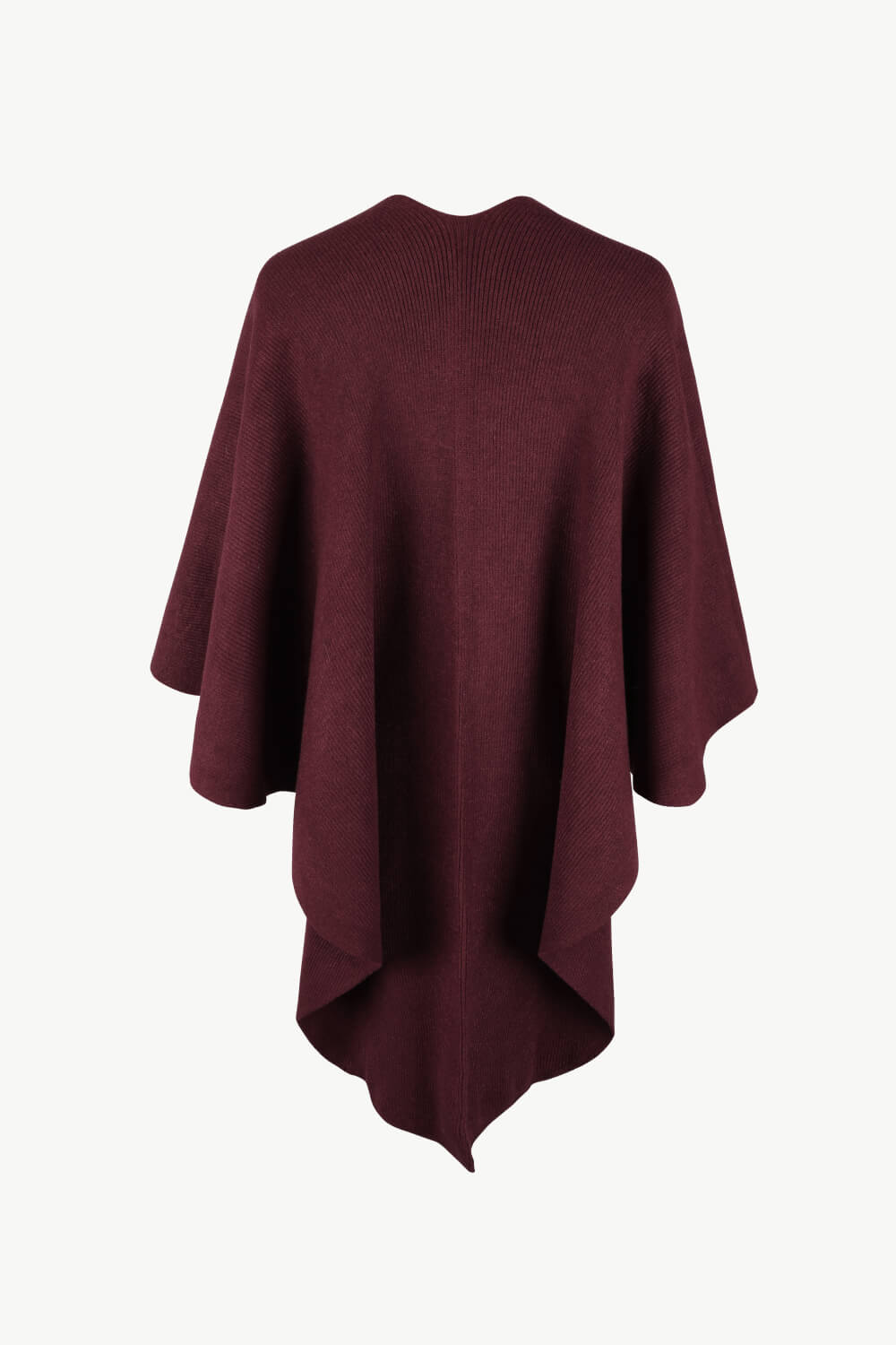 Surplice Neck Pom-Pom Trim Poncho - OCEANE