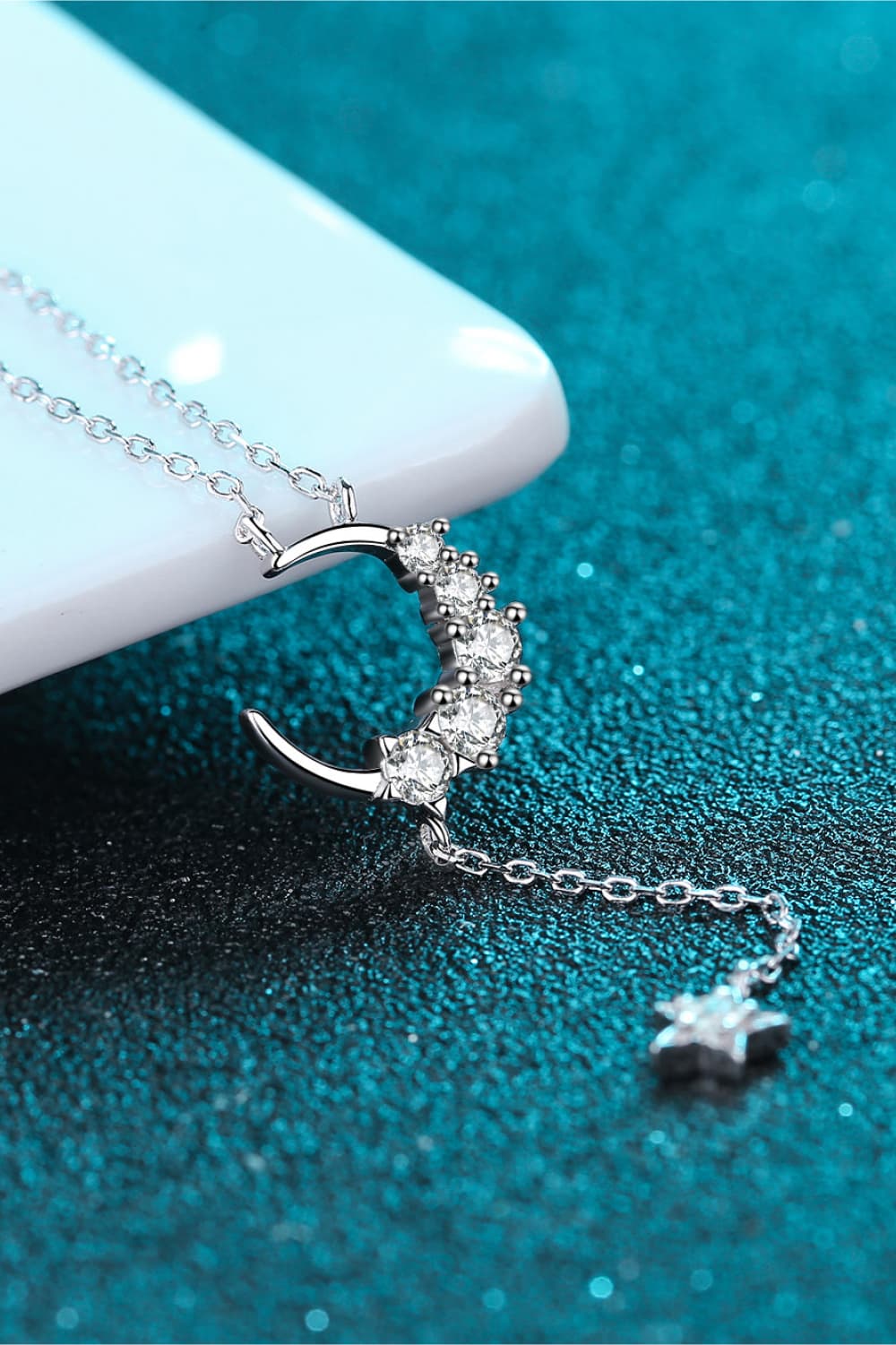 Star & Moon Moissanite Necklace - OCEANE