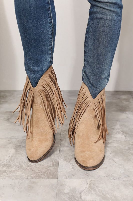 Legend Women's Fringe Cowboy Western Ankle Boots - OCEANE