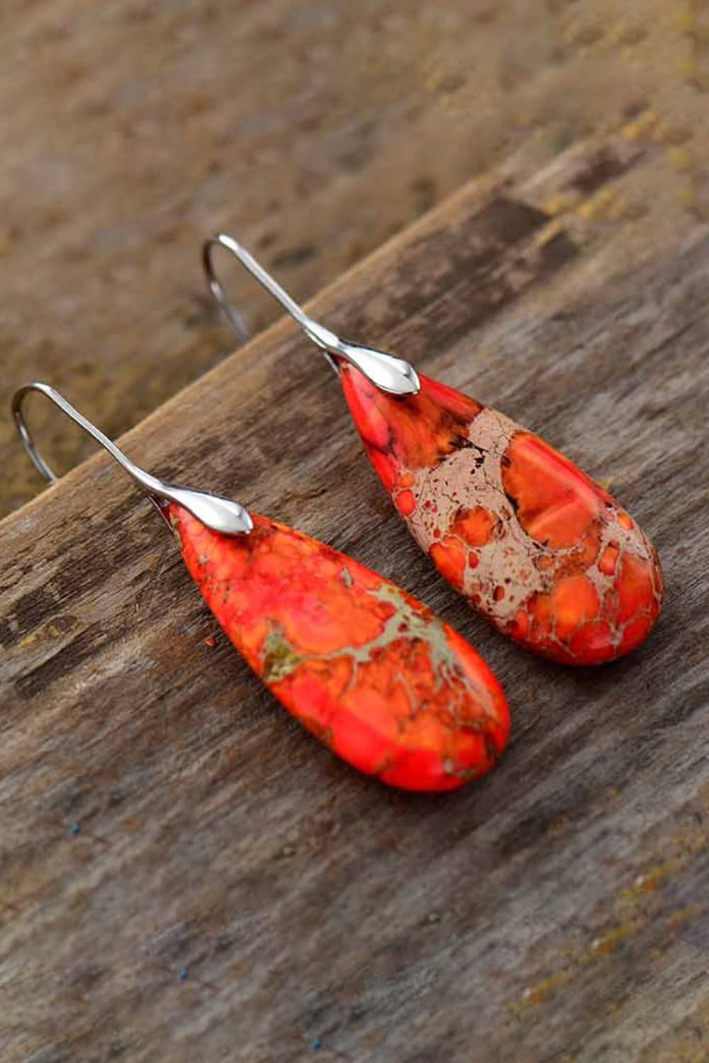 Handmade Teardrop Shape Natural Stone Dangle Earrings - OCEANE