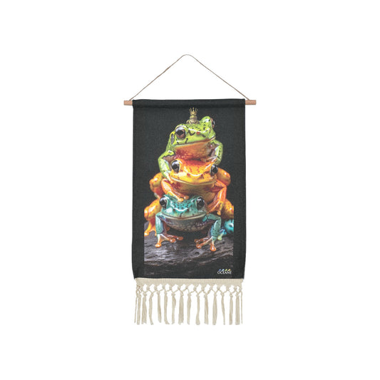 WALL ART TROPICAL FROGS LINEN HANGING HOME DECOR by OCEANE - OCEANE