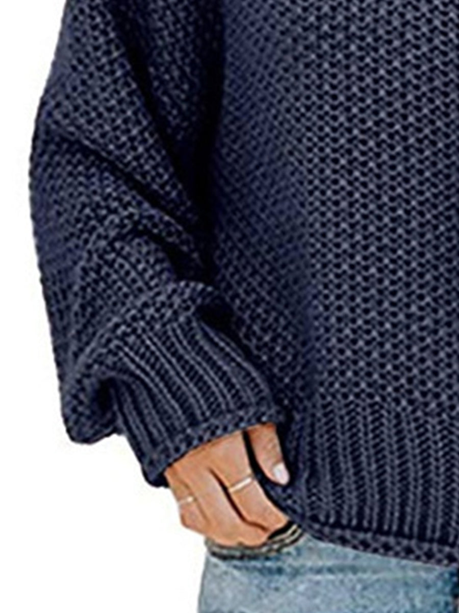 Turtleneck Dropped Shoulder Sweater - OCEANE