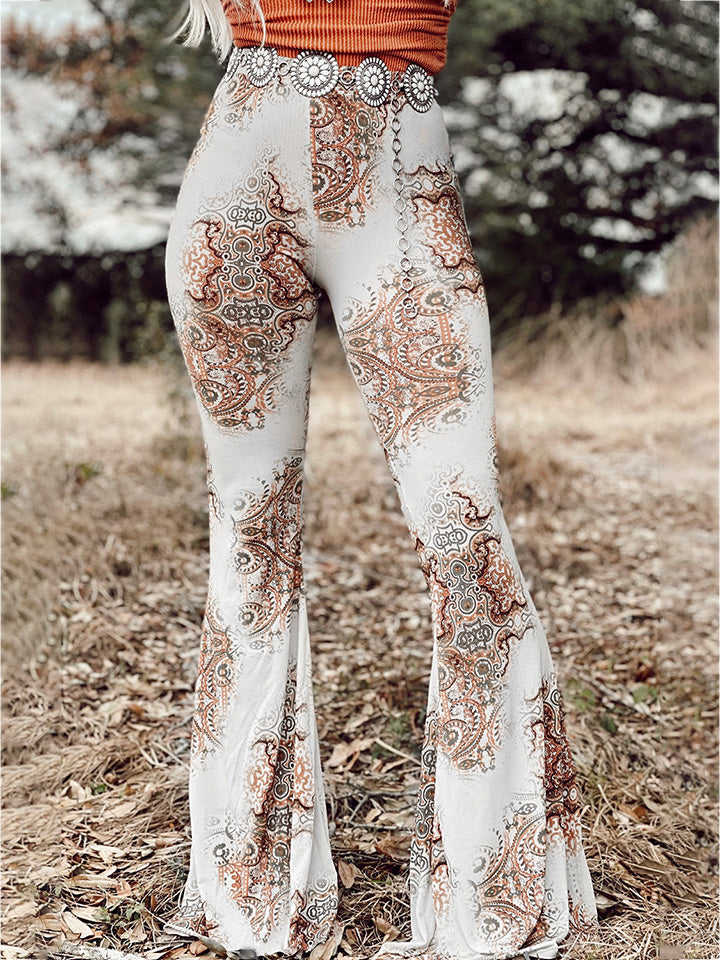 Printed Bodyline Flare Pants - OCEANE