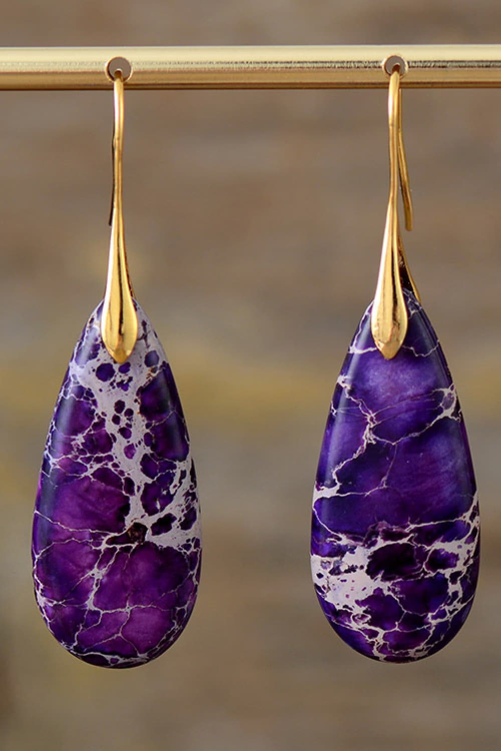 Handmade Teardrop Shape Natural Stone Dangle Earrings - OCEANE