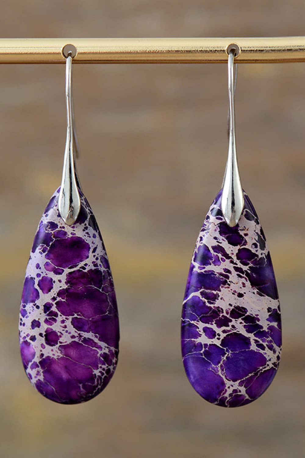 Handmade Teardrop Shape Natural Stone Dangle Earrings - OCEANE