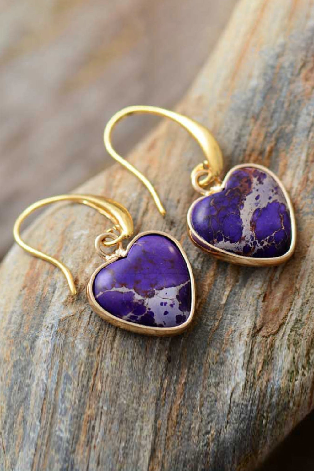 Imperial Jasper Heart Earrings - OCEANE