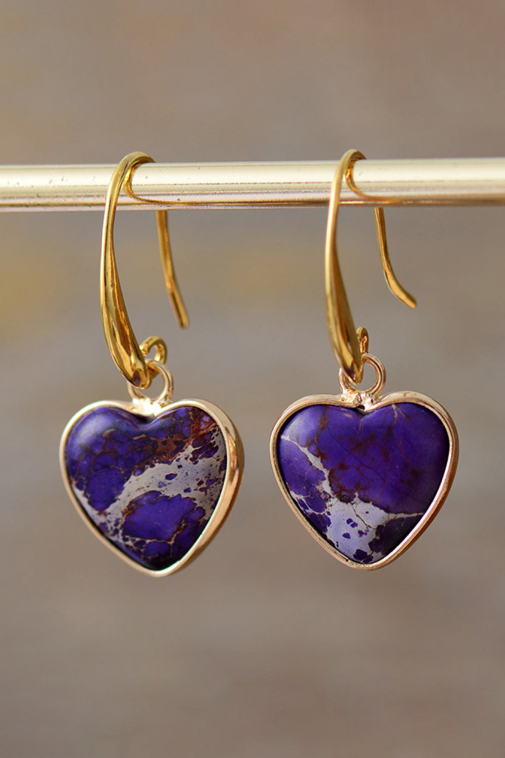 Imperial Jasper Heart Earrings - OCEANE