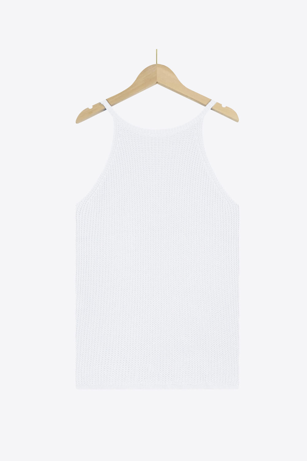 Openwork Grecian Neck Knit Tank Top - OCEANE