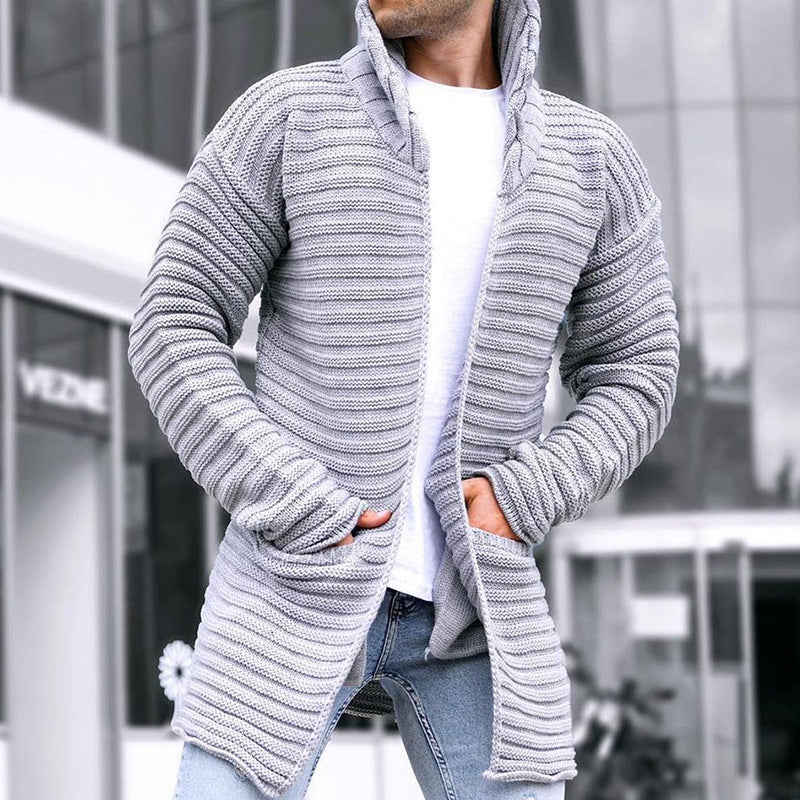 Men's turtleneck long sleeve knitted sweater cardigan