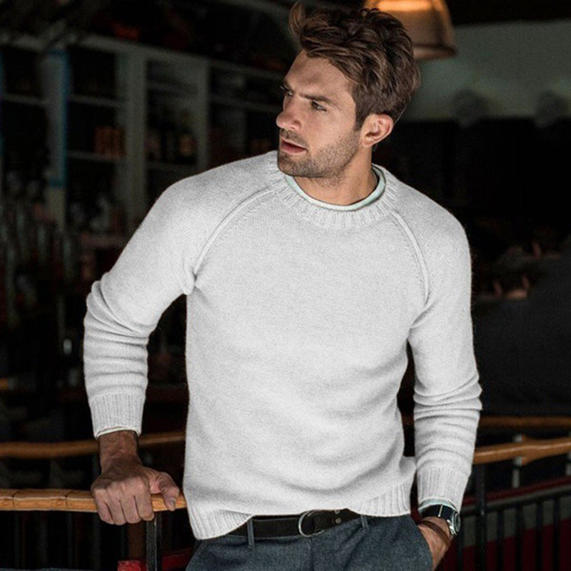 Men's round neck slim fit tops and sweaters