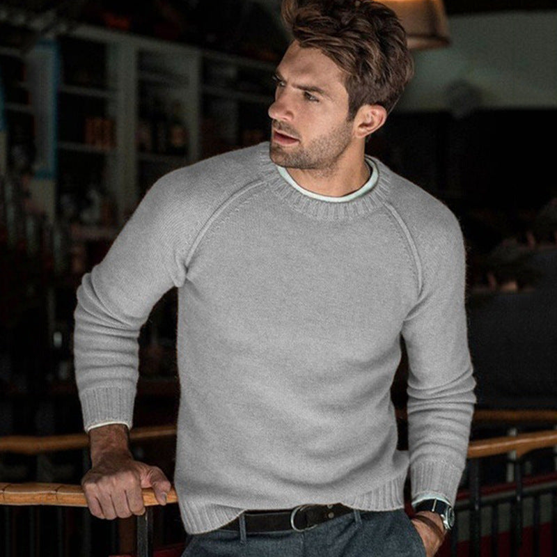 Men's round neck slim fit tops and sweaters