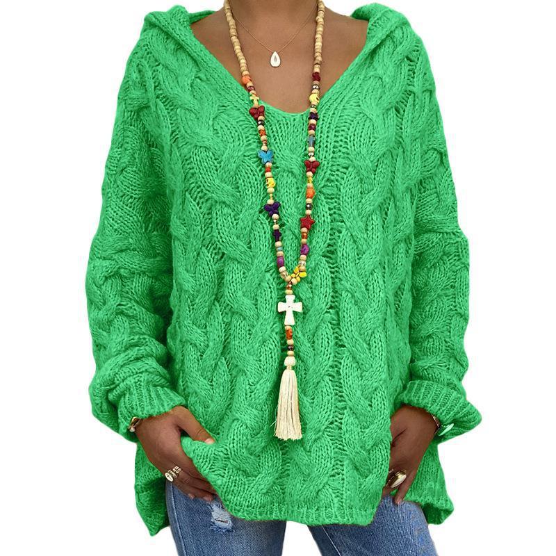 Women's loose hooded pullover long-sleeved sweater~8 colors