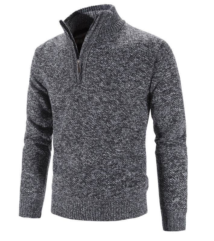 Men's collared turtleneck sweater zipper slim fit