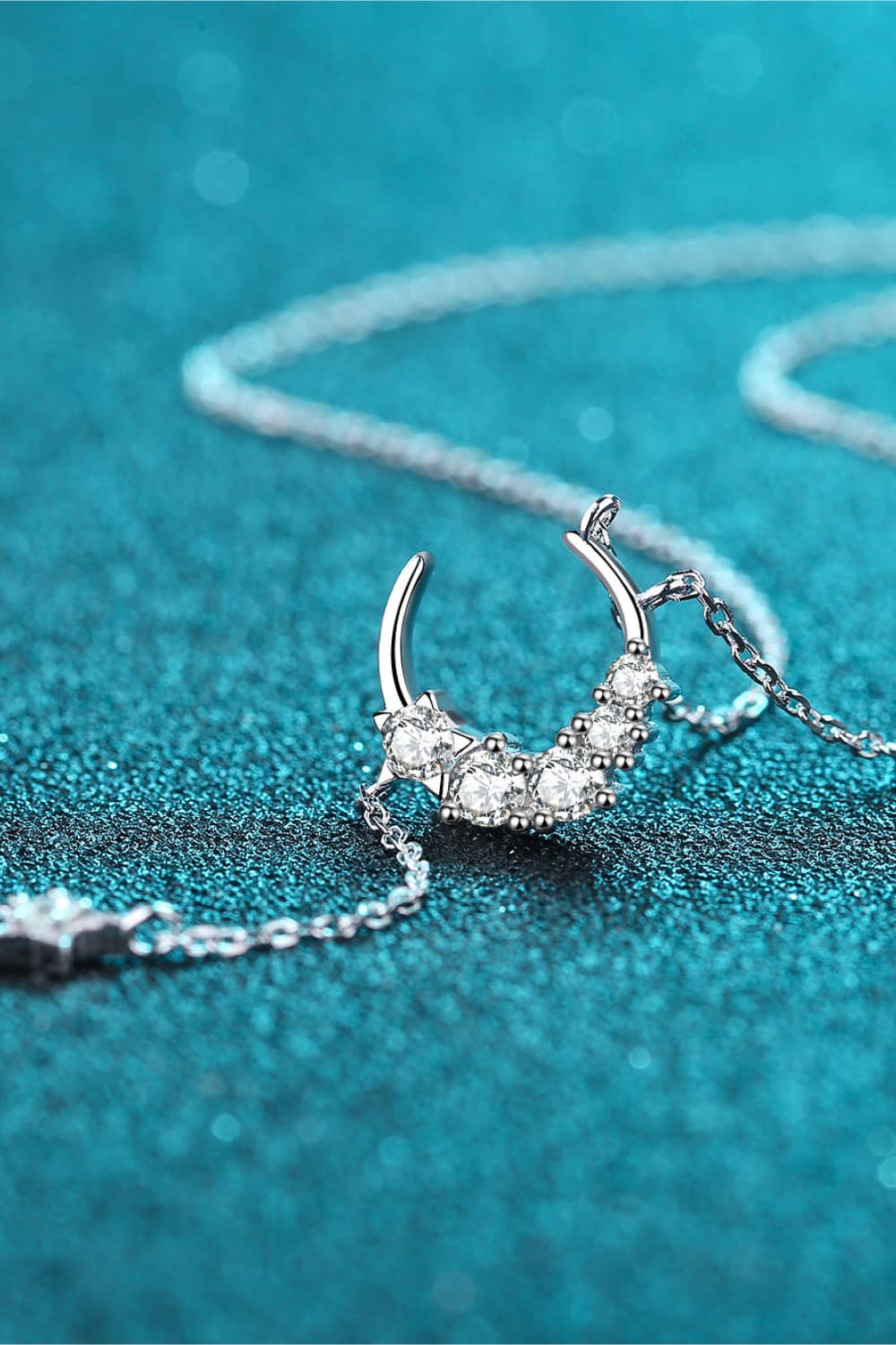 Star & Moon Moissanite Necklace - OCEANE