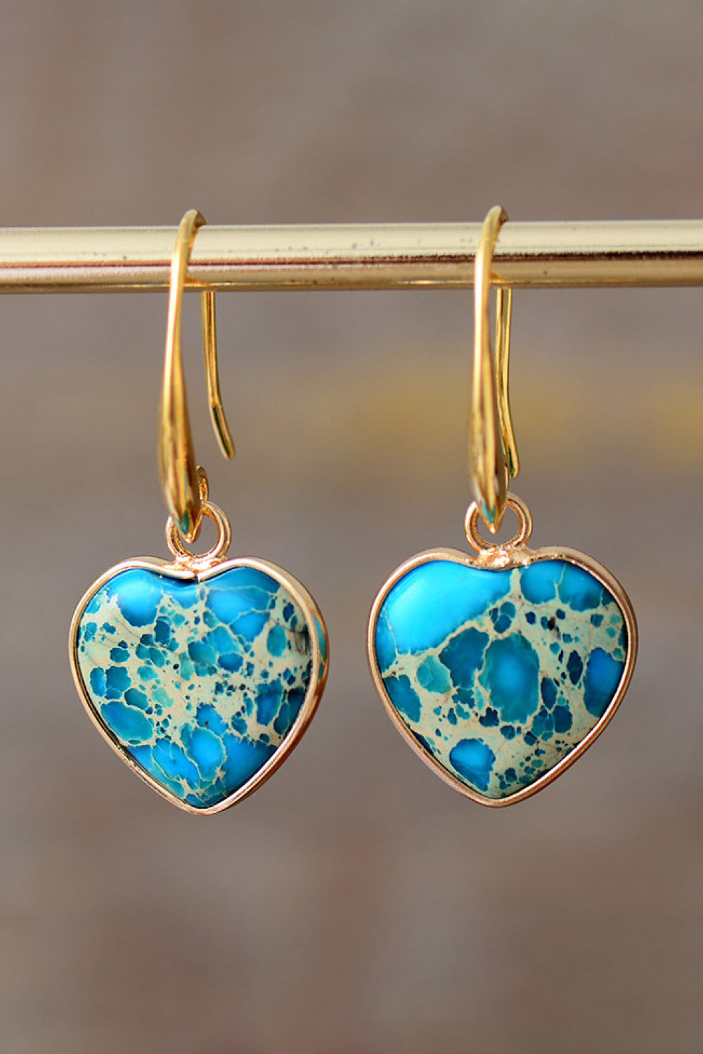 Imperial Jasper Heart Earrings - OCEANE