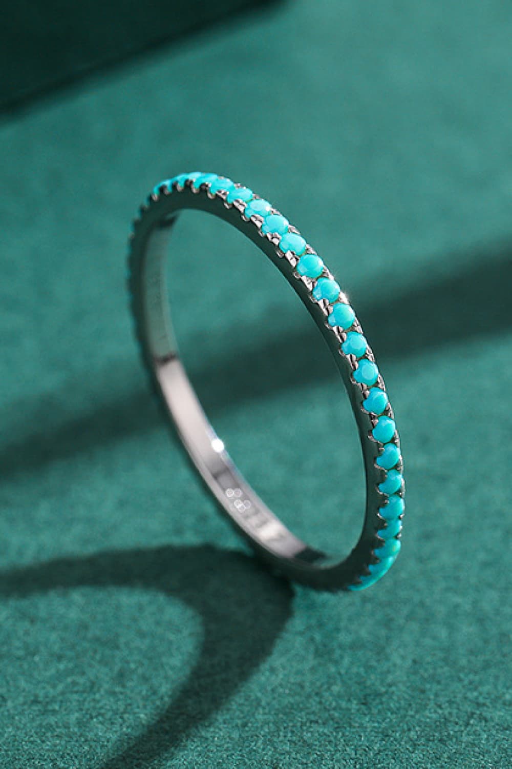 925 Sterling Silver Artificial Turquoise Ring - OCEANE