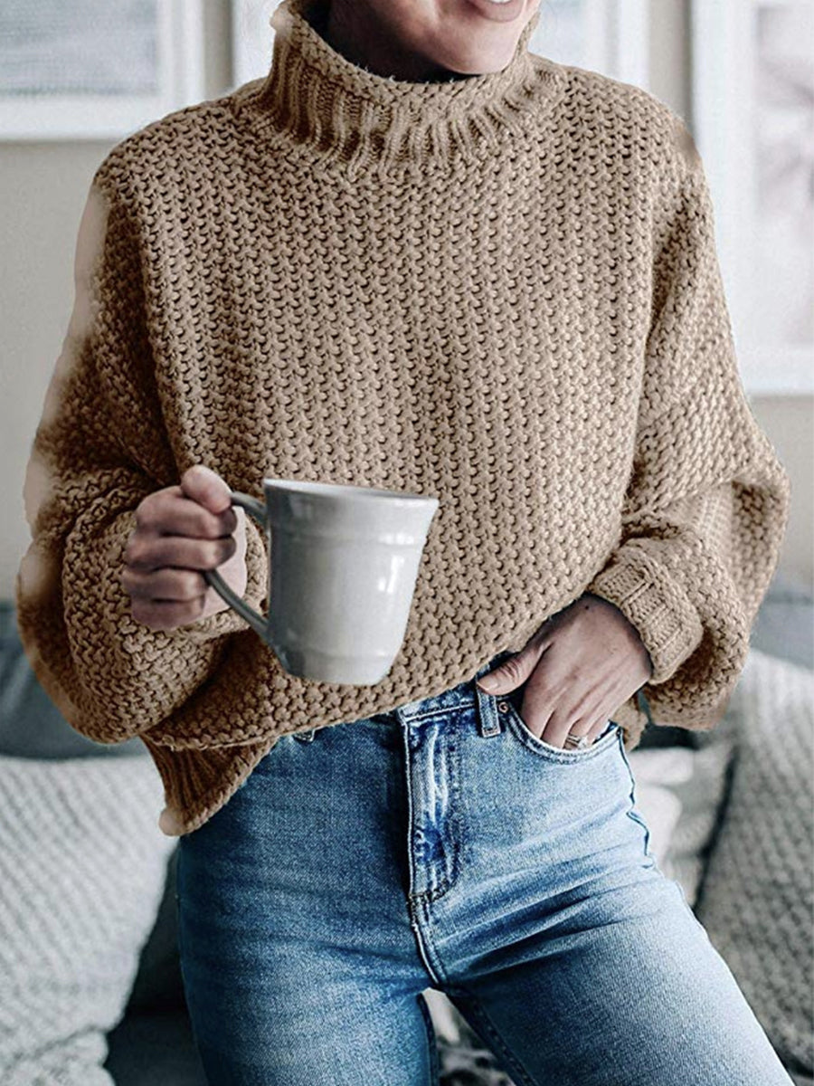 Turtleneck Dropped Shoulder Sweater - OCEANE