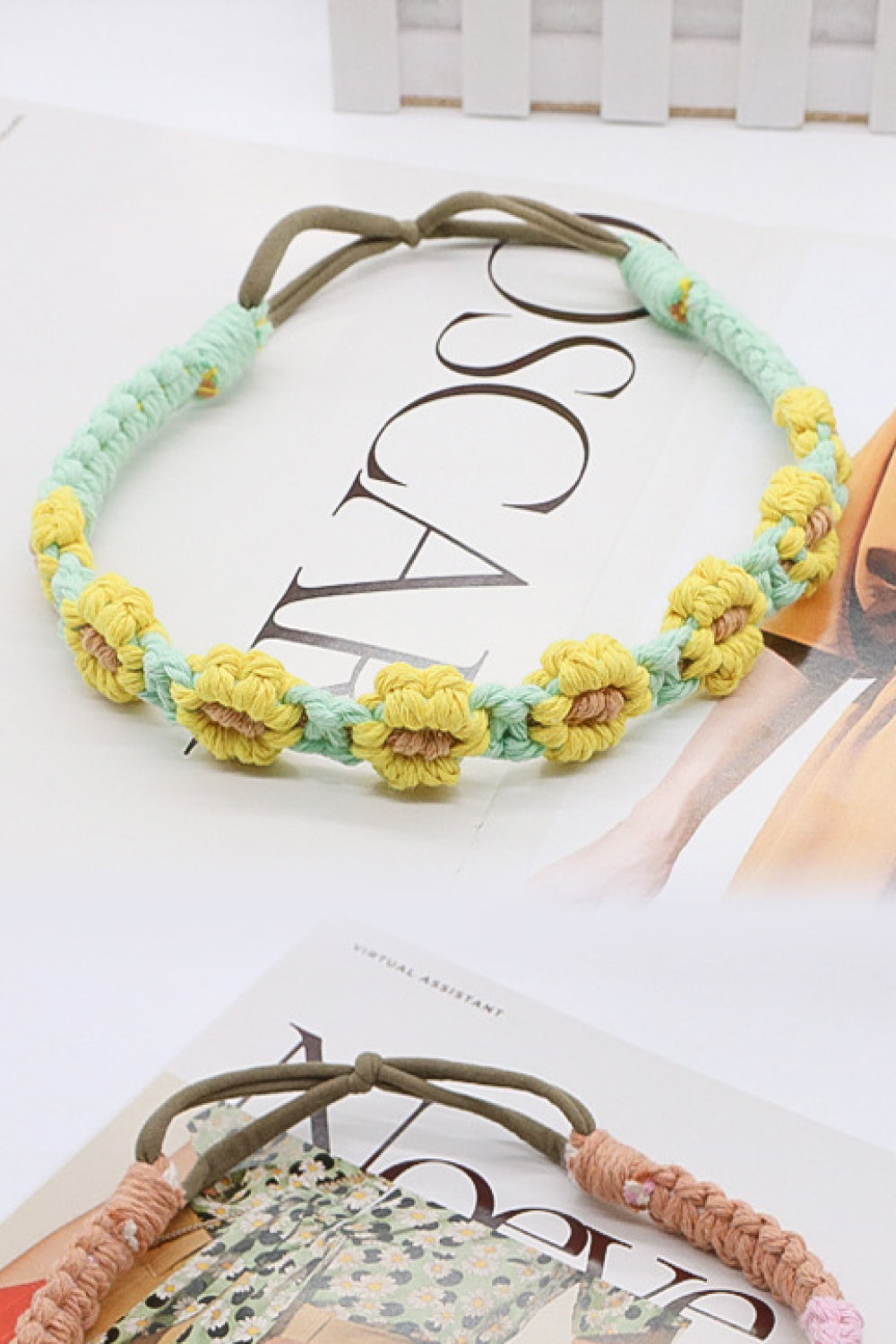 Assorted 2-Pack In My Circle Daisy Macrame Headband - OCEANE