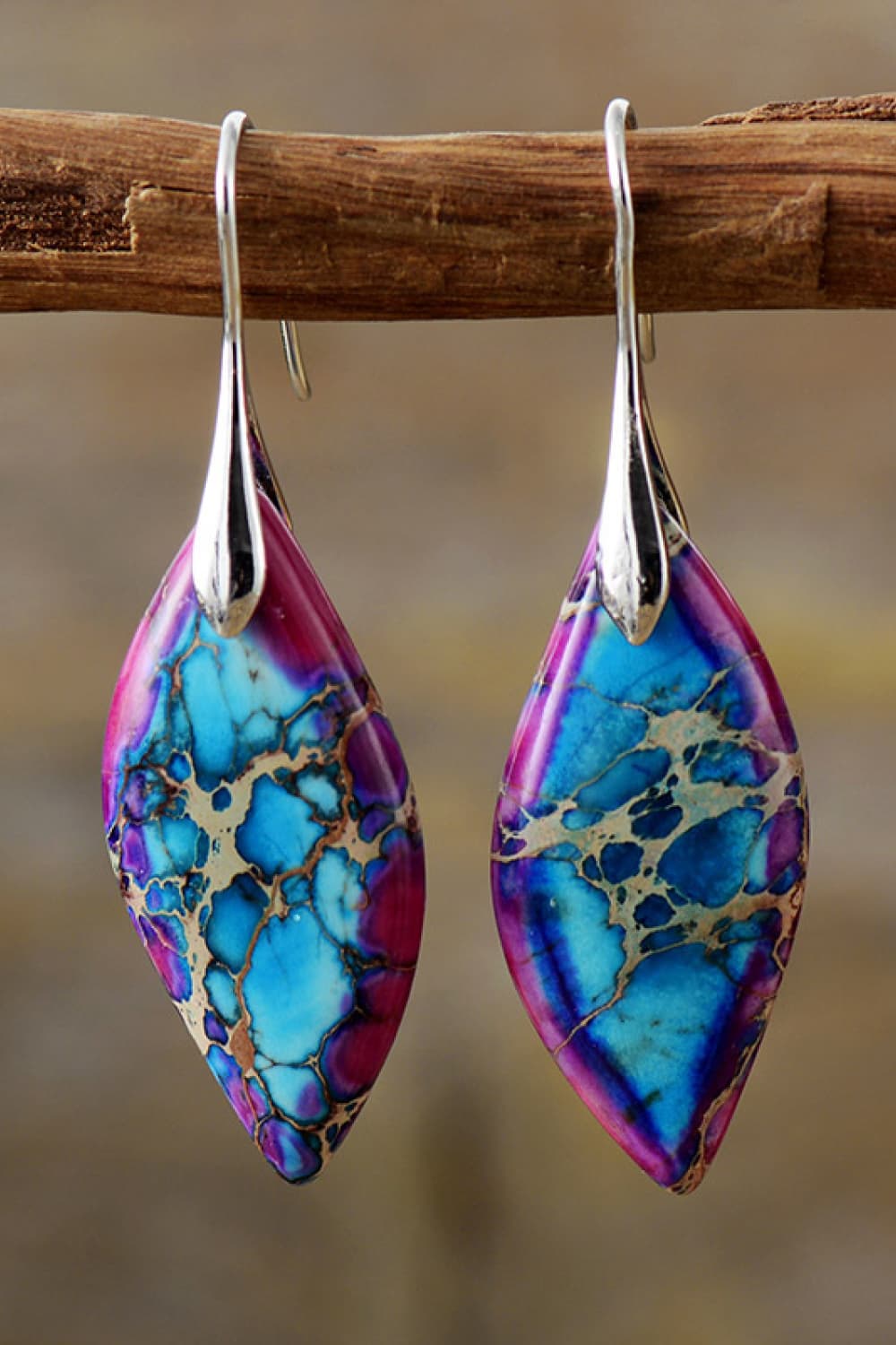 Handmade Natural Stone Dangle Earrings - OCEANE